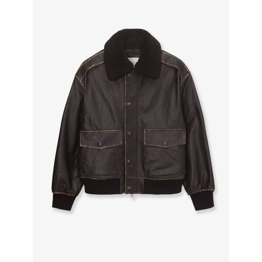 Dunst Men Unisex Leather Jacket With Removable Collar
